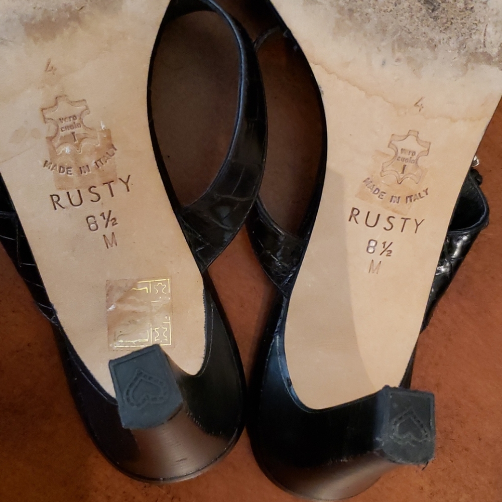 Dr. Scholl's Women's Black Buckle Heeled Sandals - Picture 5 of 7